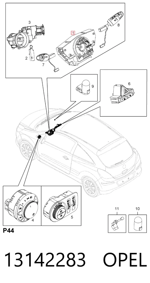 Pierścień kontaktowy AIRBAG, taśma kierownicy 13142283 Opel