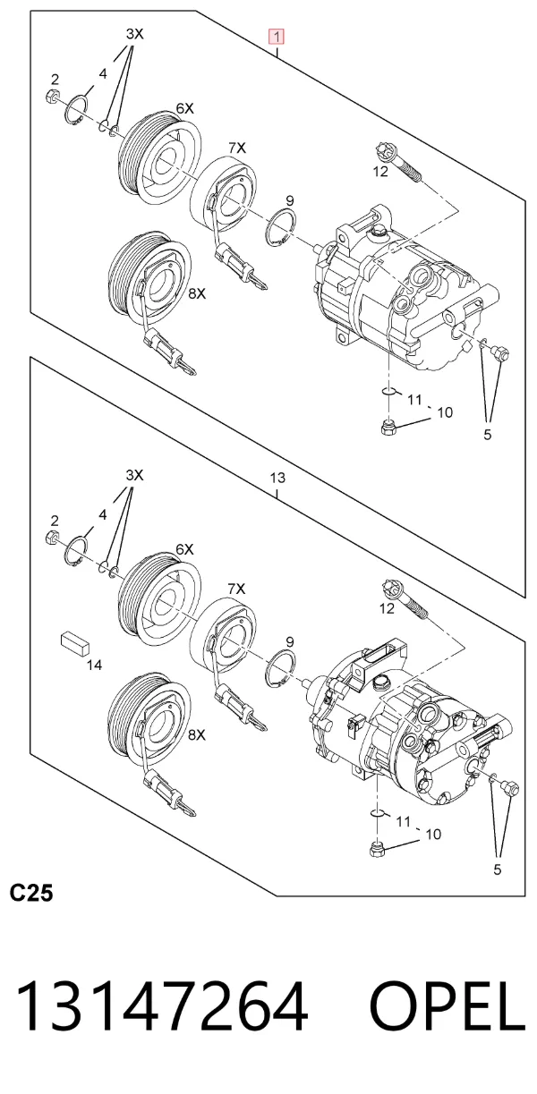 Sprężarka klimatyzacji 13147264 Opel