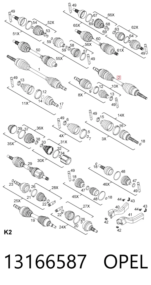Półoś napędowa przednia 13166587 Opel