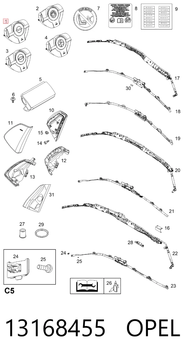Poduszka powietrzna (Airbag) kierowcy 13168455 Opel