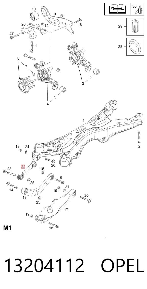 Wahacz zawieszenia tylnego poprzeczny 13204112 Opel