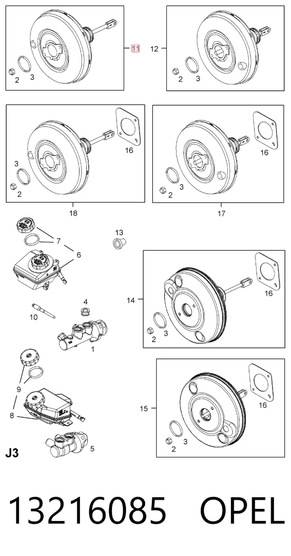 Wzmacniacz próżniowy hamulców 13216085 Opel