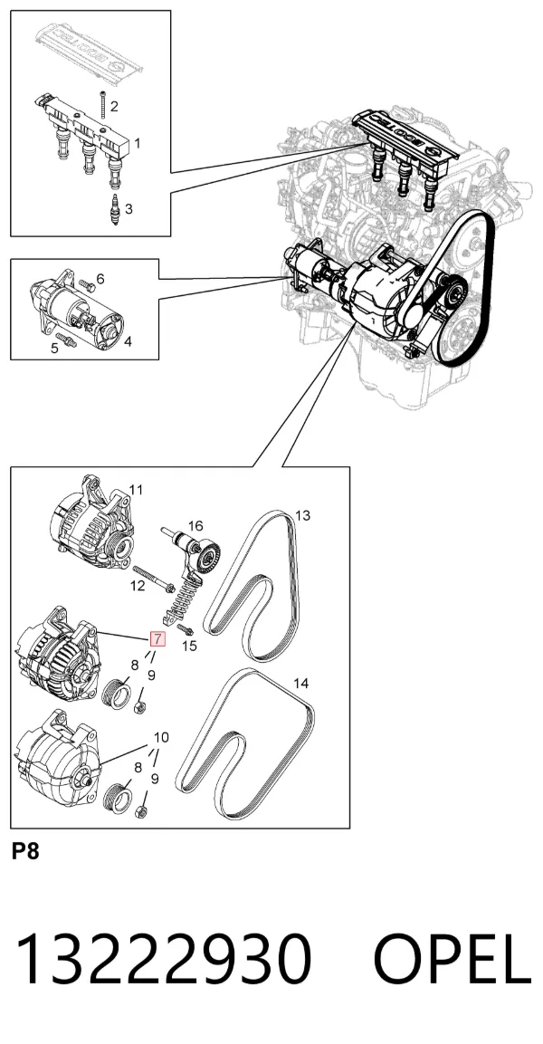 Alternator 13222930 Opel