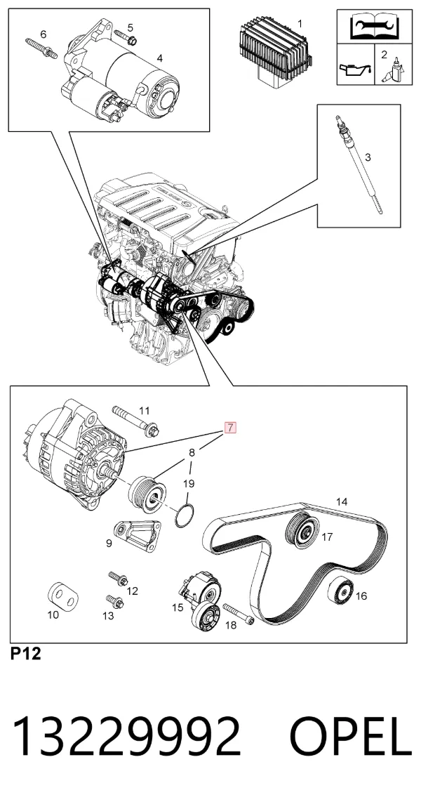 Alternator 13229992 Opel