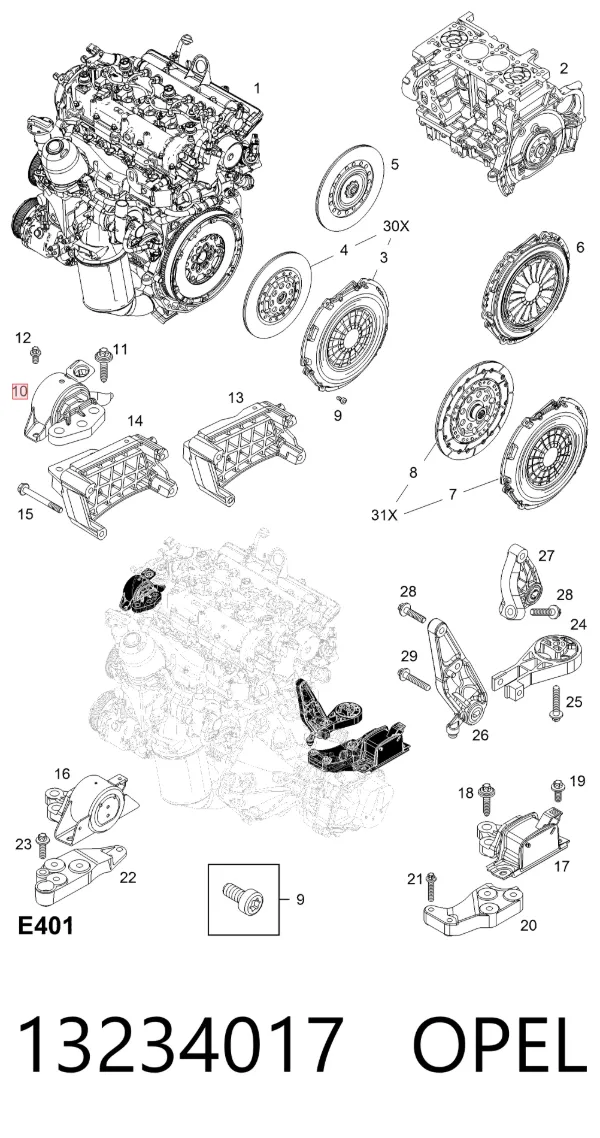 Poduszka (podpora) silnika prawa 13234017 Opel