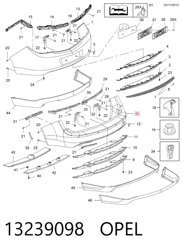 Zderzak tylny 13239098 Opel