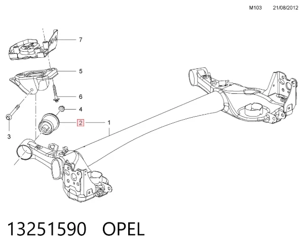 Silentblock tylnej belki 13251590 Opel