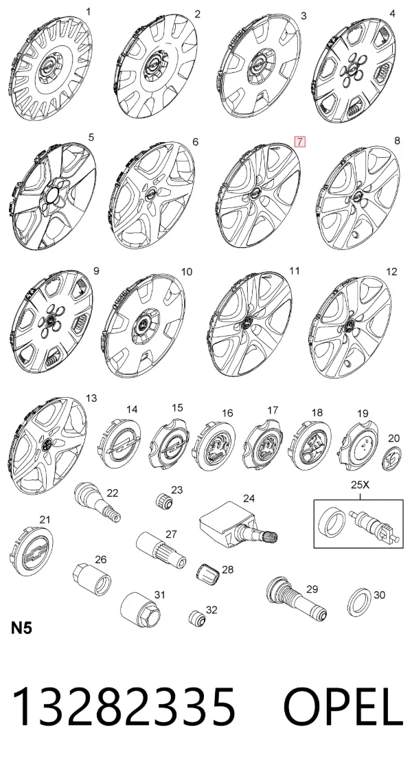 Kołpak do obręczy koła 13282335 Opel
