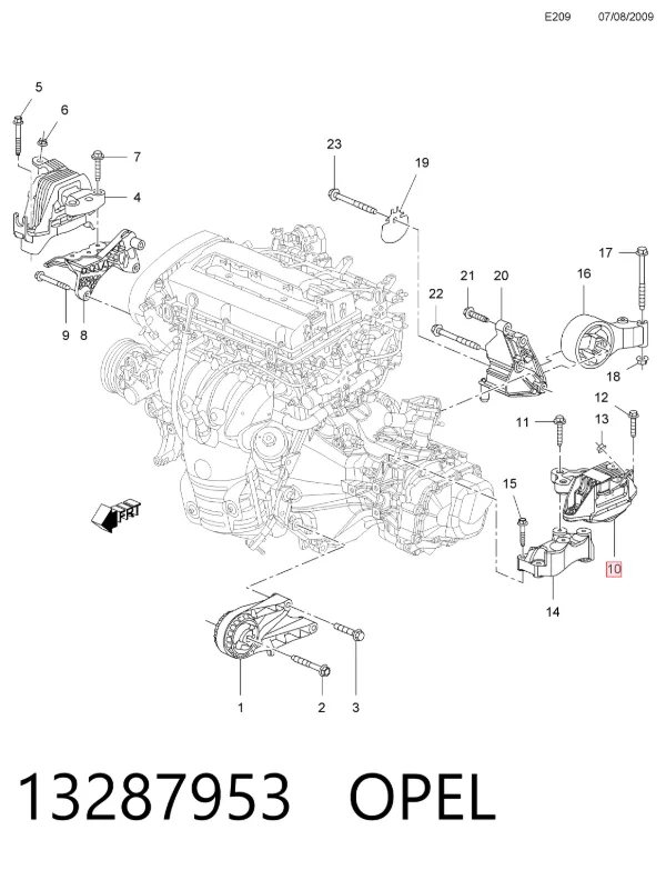 Poduszka (podpora) silnika lewa 13287953 Opel