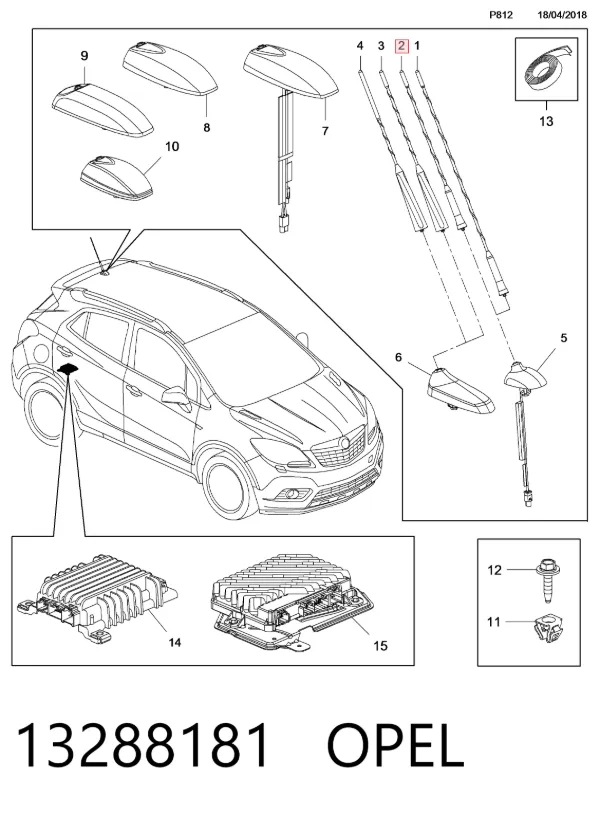 Pręt anteny 13288181 Opel