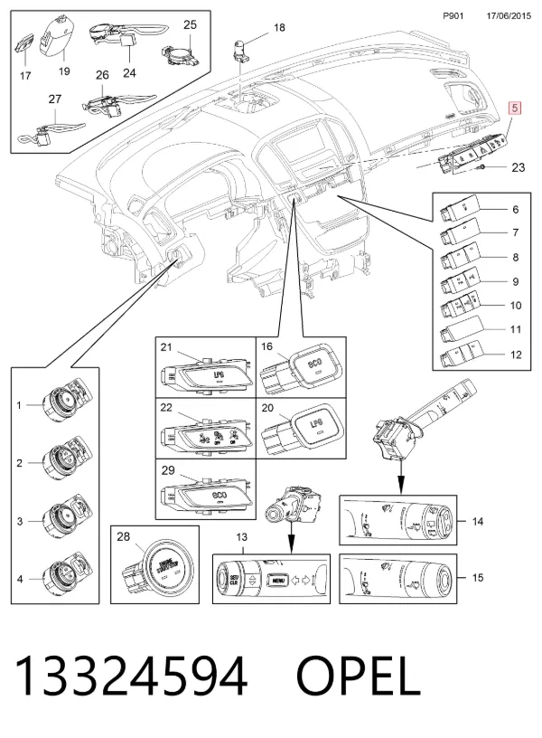Przycisk włączania światła awaryjnego Opel Insignia A