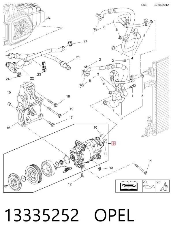 Sprężarka klimatyzacji 13335252 Opel