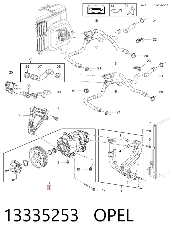 Sprężarka klimatyzacji 13335253 Opel
