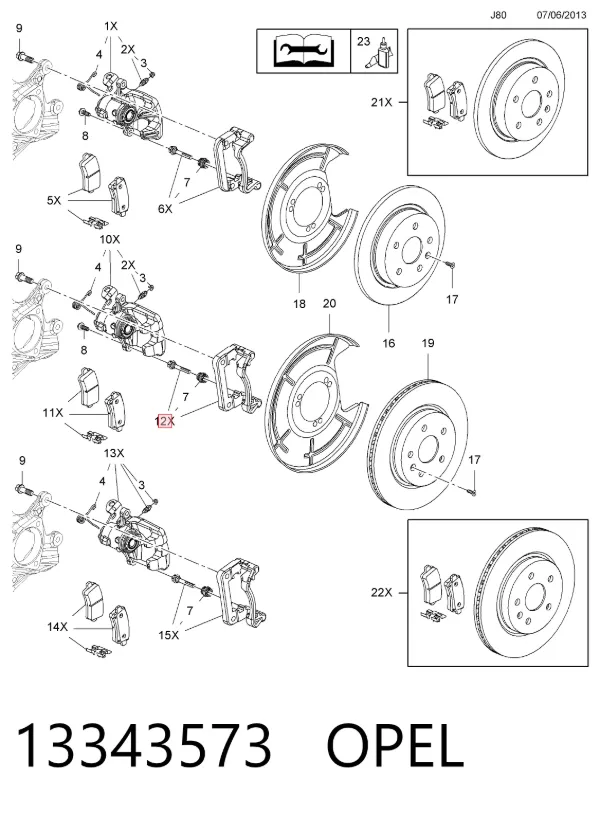 Jarzmo zacisku hamulcowego tylnego 13343573 Opel