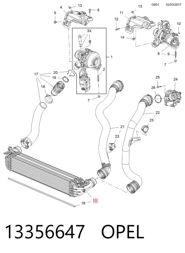 Chłodnica intercoolera 13356647 Opel
