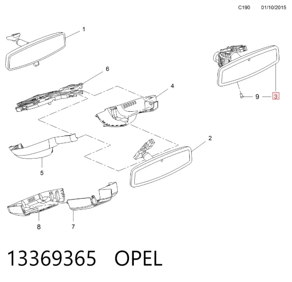 Lusterko wewnętrzne 13369365 General Motors