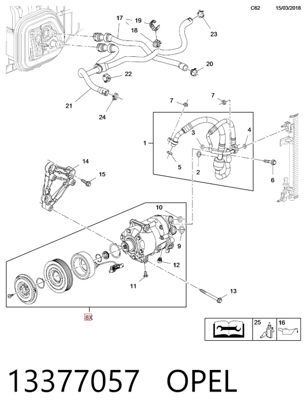 Sprężarka klimatyzacji 13377057 Opel