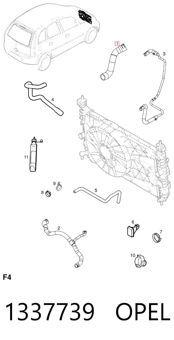 Przewód (króciec) układu chłodzenia 1337739 Opel