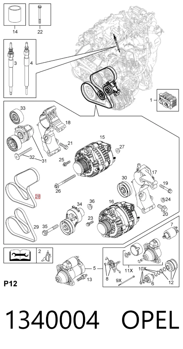 Pas napędowy mechanizmów 1340004 Opel