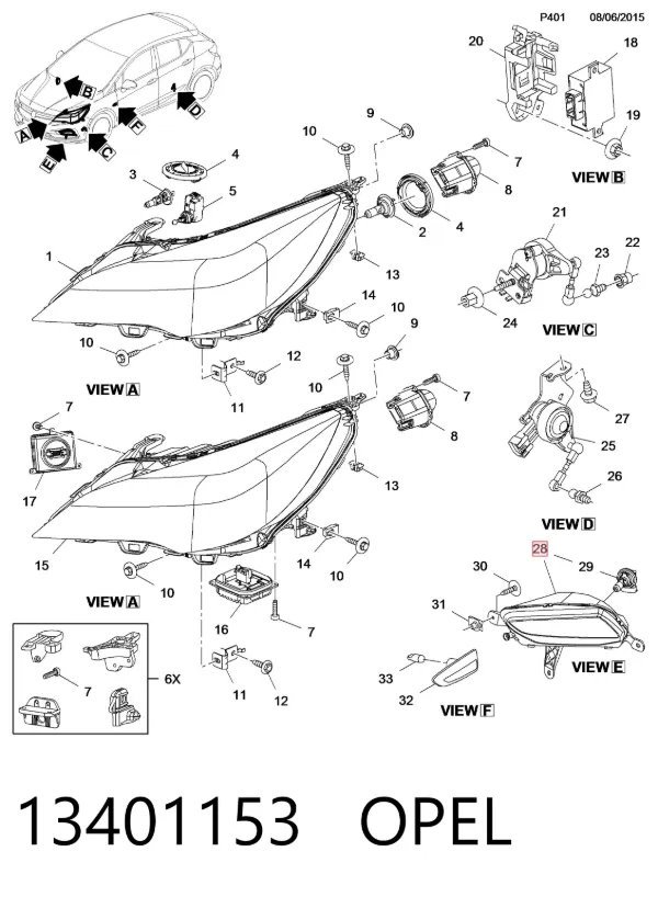 Lampa przeciwmgielna lewa 13401153 Opel