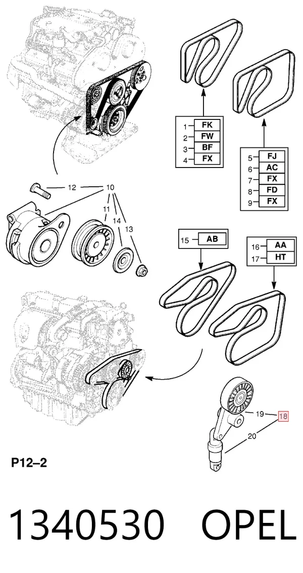 Napinacz paska napędowego 1340530 Opel
