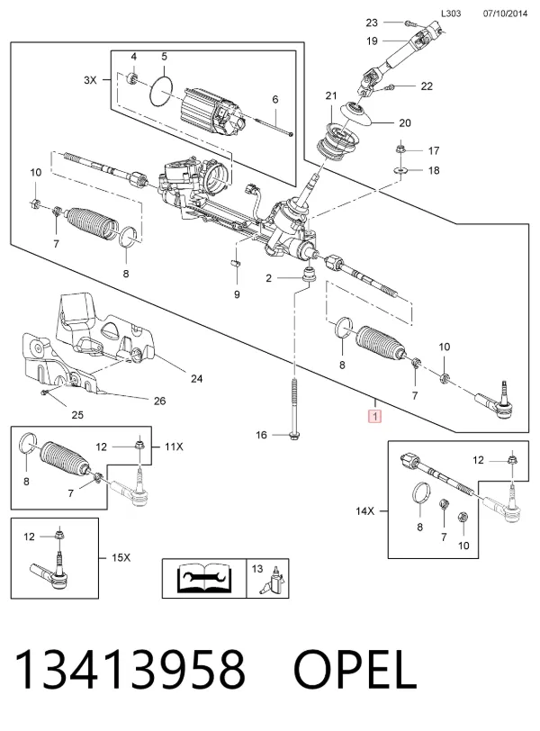 Listwa kierownicza (maglownica) 13413958 Opel