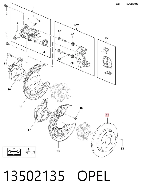 Tarcza hamulcowa tylna 13502135 Opel