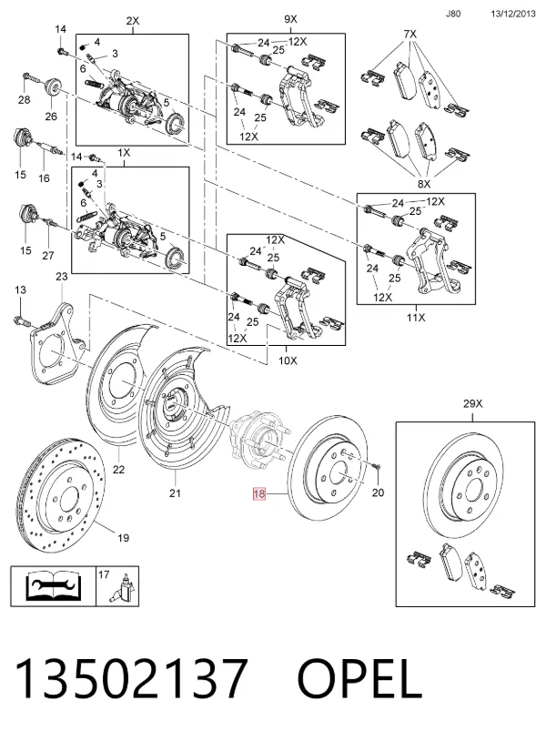 Tarcza hamulcowa tylna 13502137 Opel