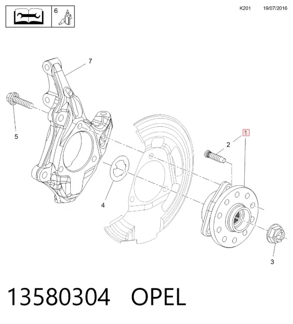 Piasta przednia 13580304 Opel