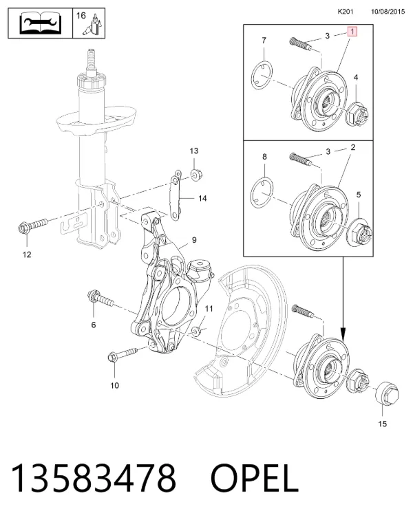 Piasta przednia 13583478 Opel