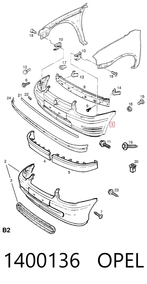 Zderzak przedni 93235701 General Motors