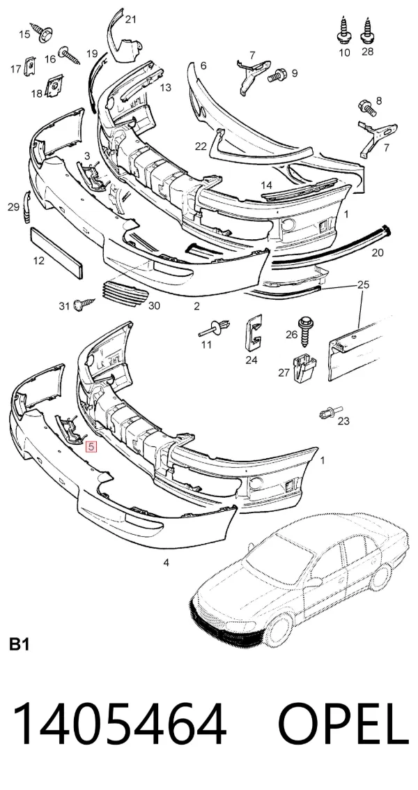 Zaślepka haku holowniczego zderzaka przednia Opel Omega B