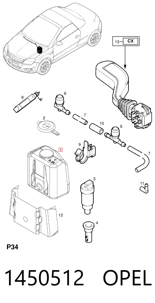 Zbiorniczek spryskiwacza szyb 1450512 Opel