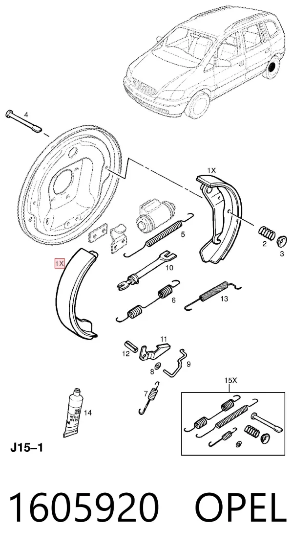 Klocki hamulcowe tylne bębnowe 1605920 Opel