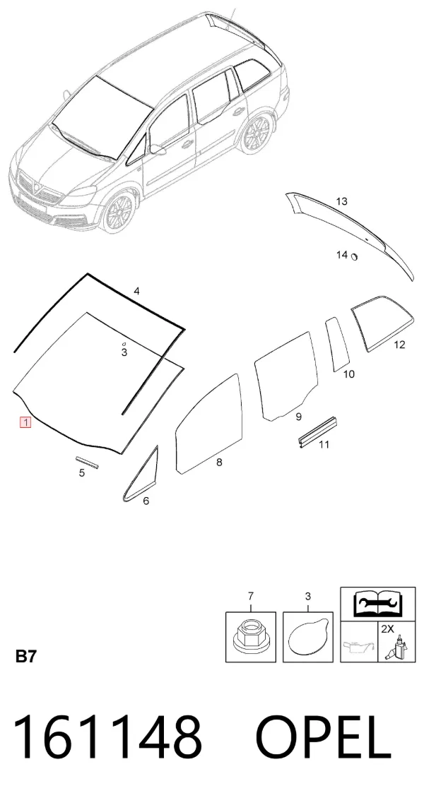 Szyba przednia 161148 Opel