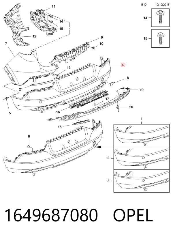 Zderzak tylny 1649687080 Opel