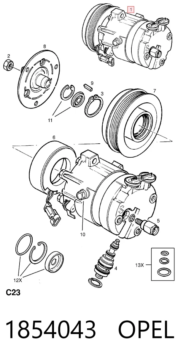 Sprężarka klimatyzacji 1854043 Opel