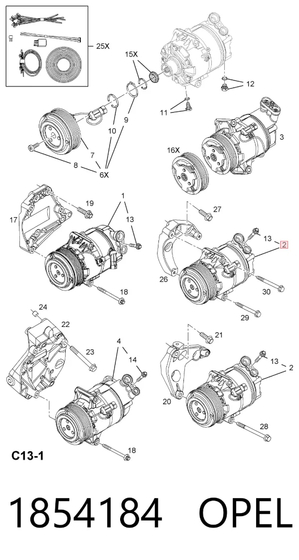 Sprężarka klimatyzacji 1854184 Opel