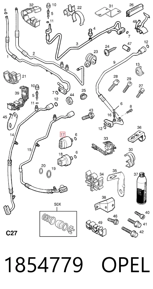 Czujnik ciśnienia bezwzględnego klimatyzacji 1854779 Opel