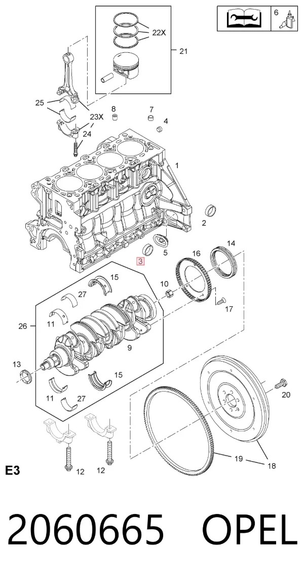 Zaślepka głowicy cylindrów/bloku cylindrów 2060665 Opel