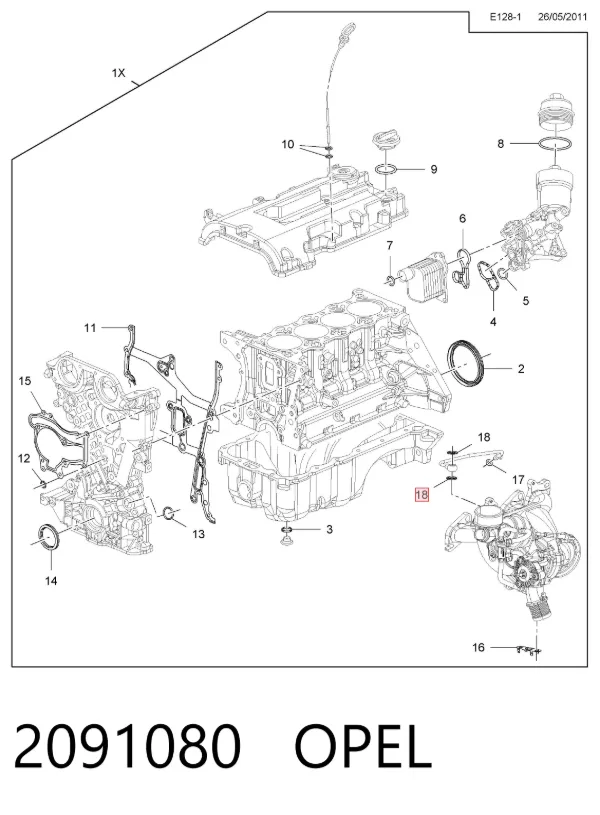 Uszczelka przewodu dopływu oleju do turbiny 2091080 Opel