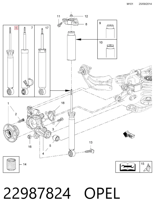 Amortyzator tylny prawy 22987824 Opel