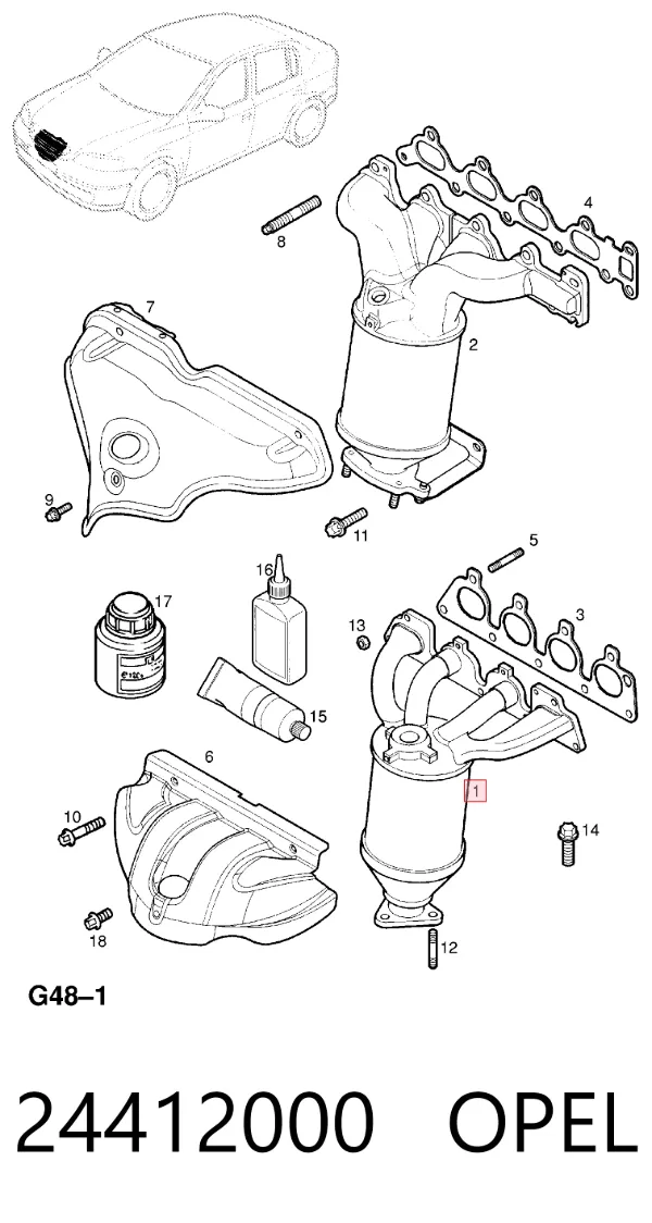 Konwerter-katalizator 24412000 Opel