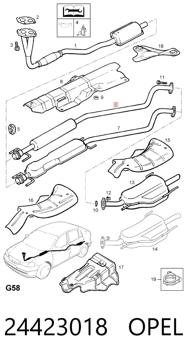 Tłumik, tylna część 24423018 Opel