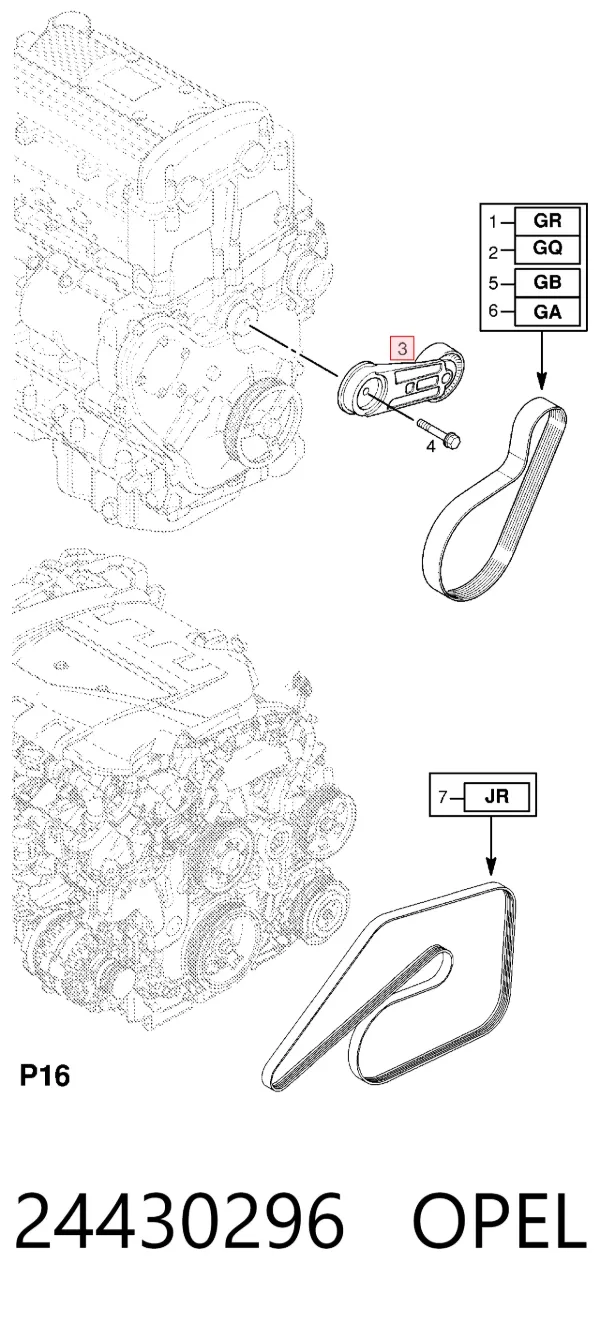 Napinacz paska napędowego 24430296 Opel