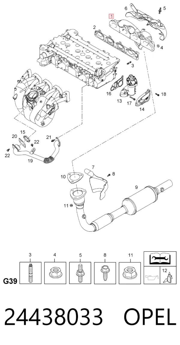 Kolektor wydechowy 24438033 Opel