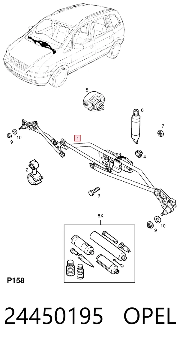 Mechanizm wycieraczek 24450195 Opel