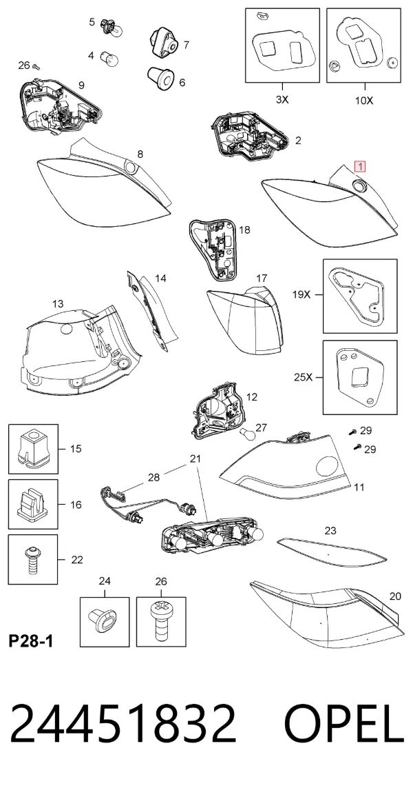 Lampa zespolona tylna lewa 24451832 Opel