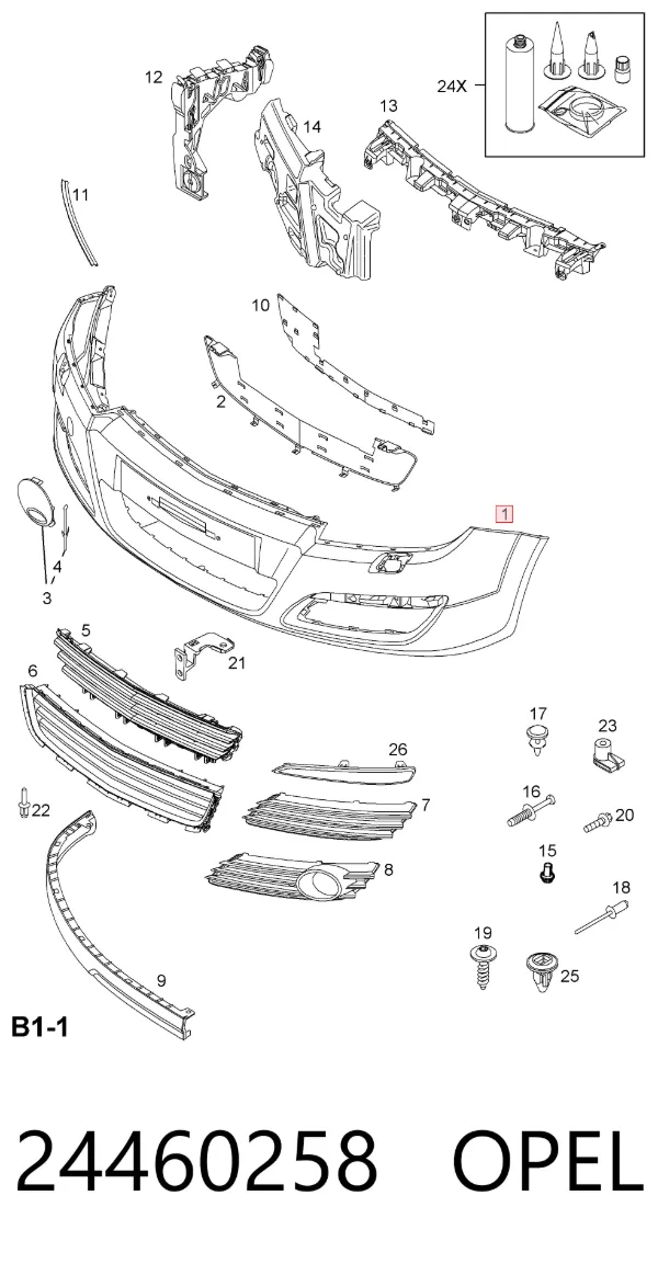 Zderzak przedni 24460258 Opel