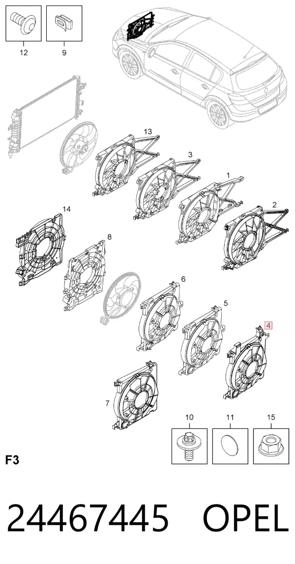 Dyfuzor chłodnicy 24467445 Opel
